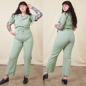 Big Bud Press Light Sage Green Short Sleeve Jumpsuit - Large